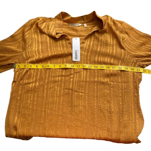 NWT Soft Surroundings Jocelyn Striped Popover Shirt Sz L Gold Boho Chic Office - Picture 13 of 15